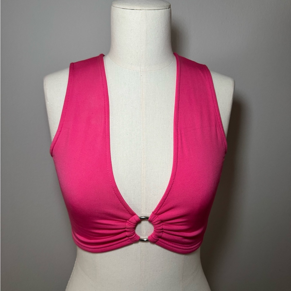 Pink Ring Detail Crop Top